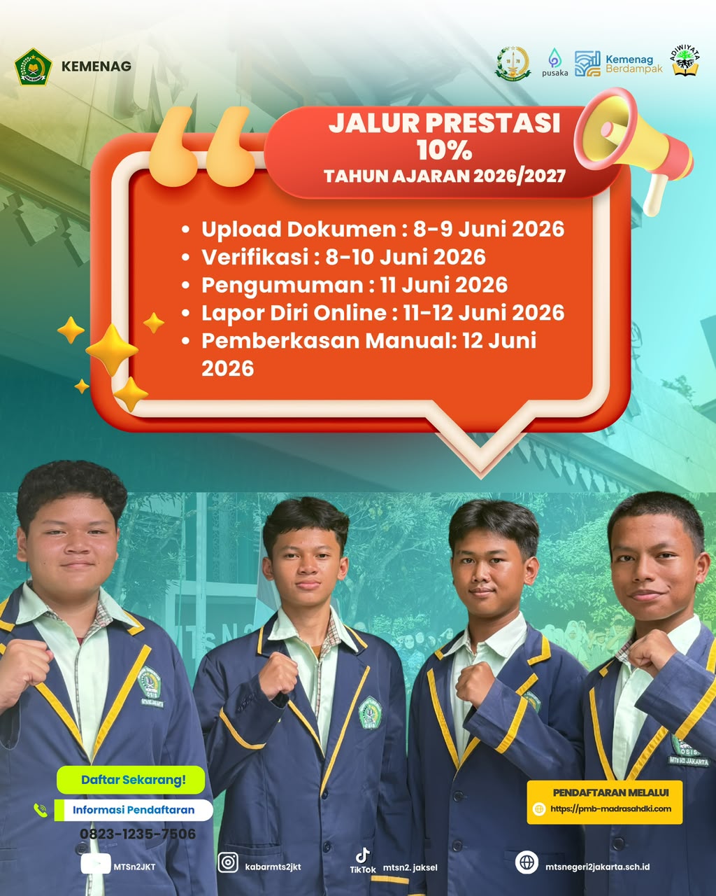 PMBM MTs Negeri 2 Jakarta Jalur Prestasi Resmi Dibuka