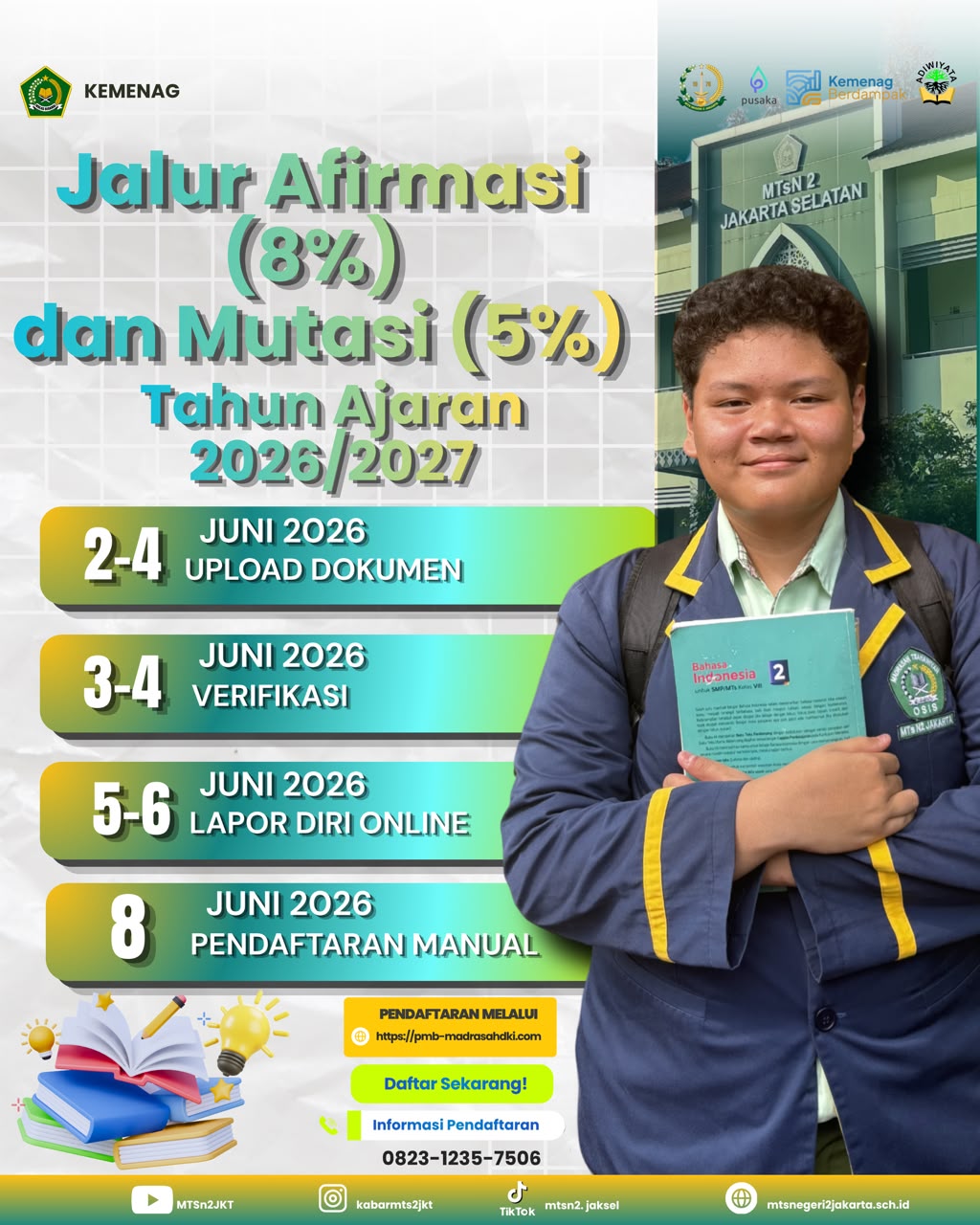 Jalur Afirmasi dan Mutasi PMBM MTsN 2 Jakarta Selatan Resmi Dibuka