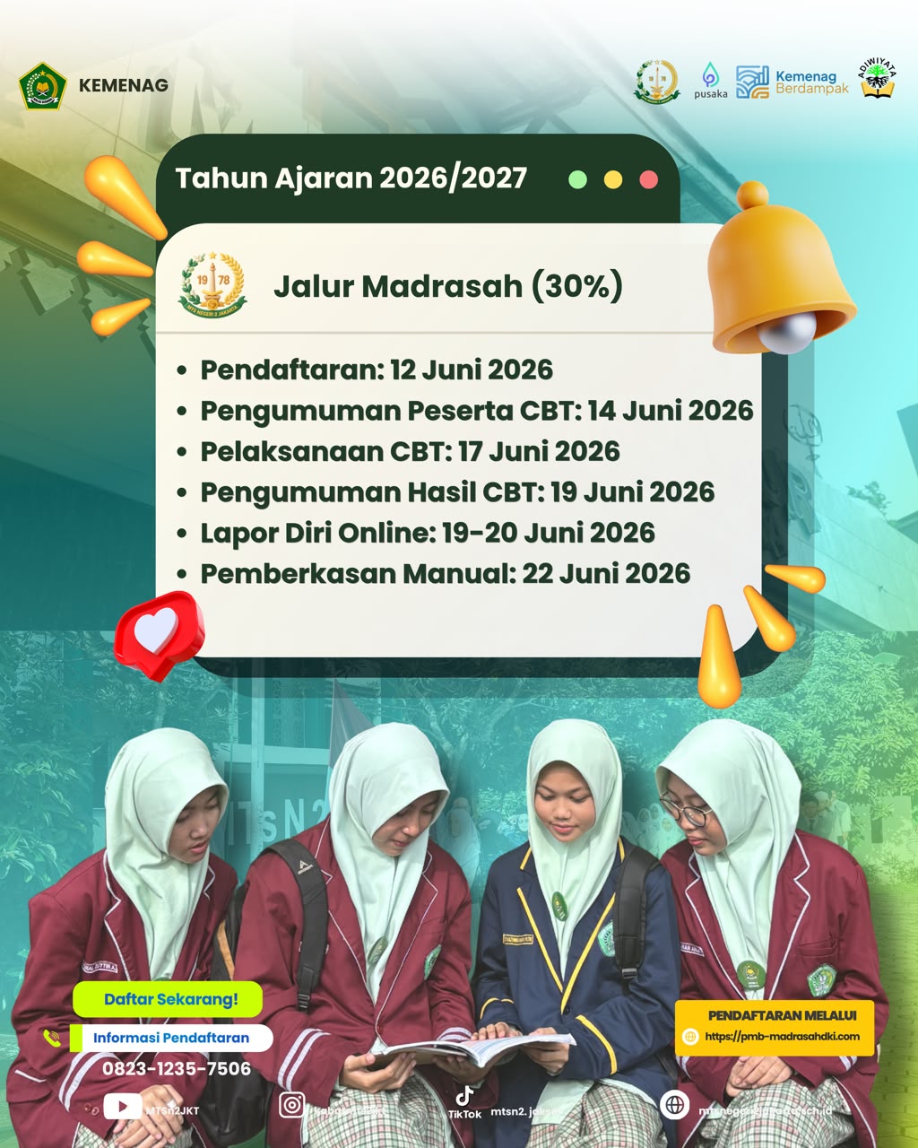 PPMBM Jalur Madrasah MTs Negeri 2 Jakarta resmi di Buka!